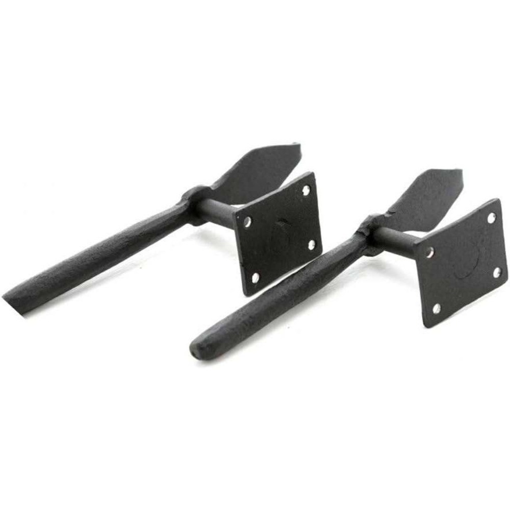 Black Metal Spearhead Shutter Dogs Set of 2 Wrought Iron Style Hardware 7 Inch